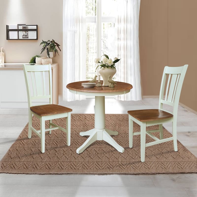 30" Round Top Pedestal Table with 2 San Remo Chairs