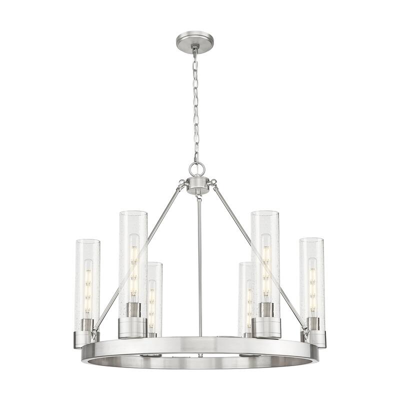 Innovations Lighting Downtown Urban - Boreas - 6 Light 29" Chandelier with 11" Shades - Satin Nickel/Seedy