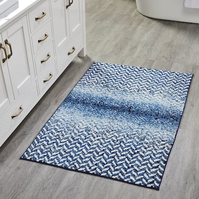 Better Trends 100% Micro Polyester Knitted Bathroom Rugs - Casablanca Collection with Chevron Pattern, Machine Washable Bath Mat