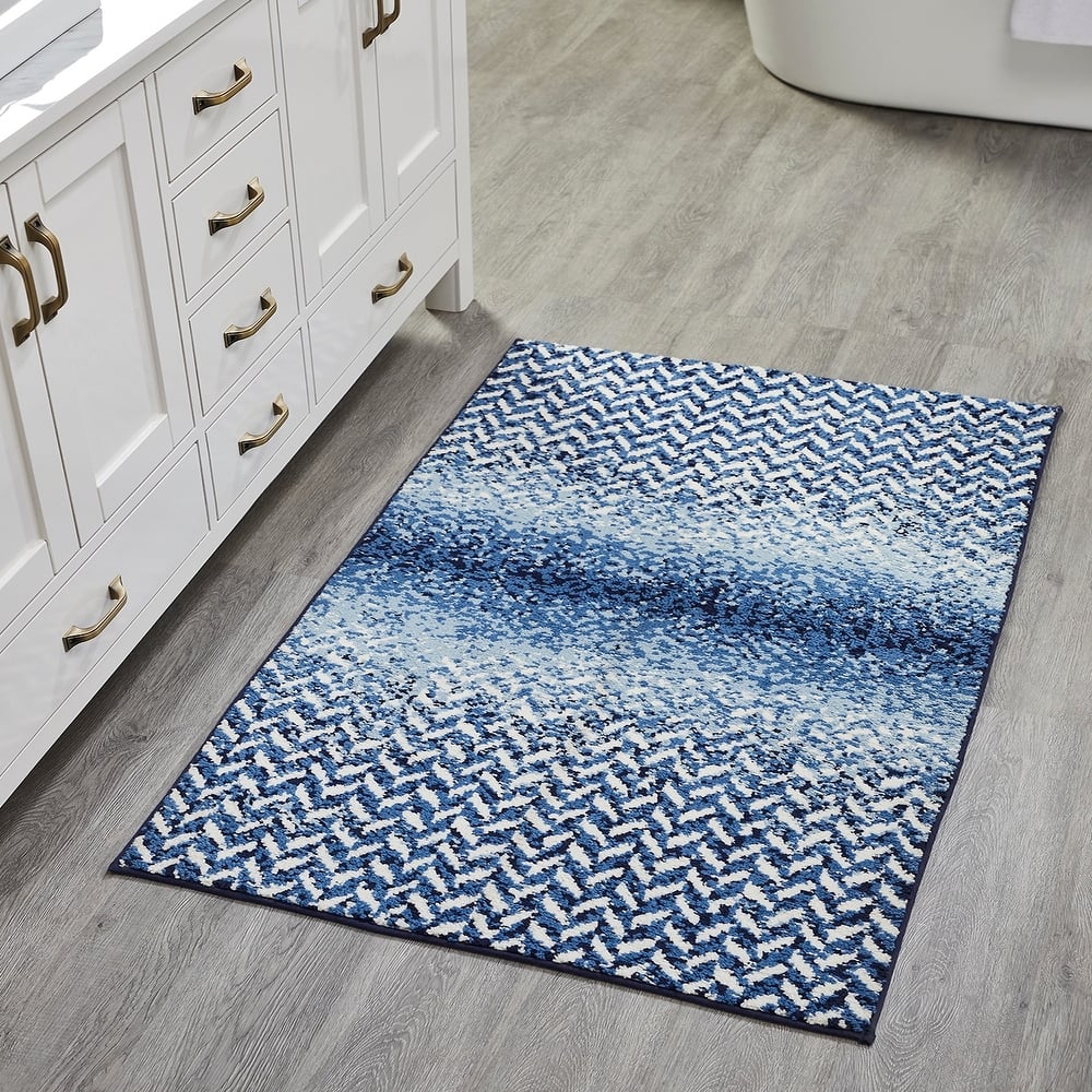 Better Trends 100% Micro Polyester Knitted Bathroom Rugs - Casablanca Collection with Chevron Pattern, Machine Washable Bath Mat