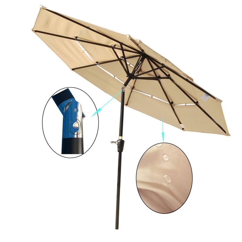 Clihome 9Ft 3-Tiers Outdoor Patio Umbrella