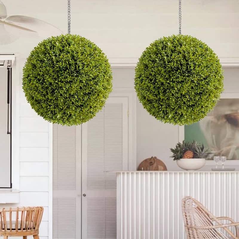 Decorative Artificial Plant Topiary Boxwood Balls for Home Decor, Wedding, Mi Zilan - 2 pcs 15.7 inch