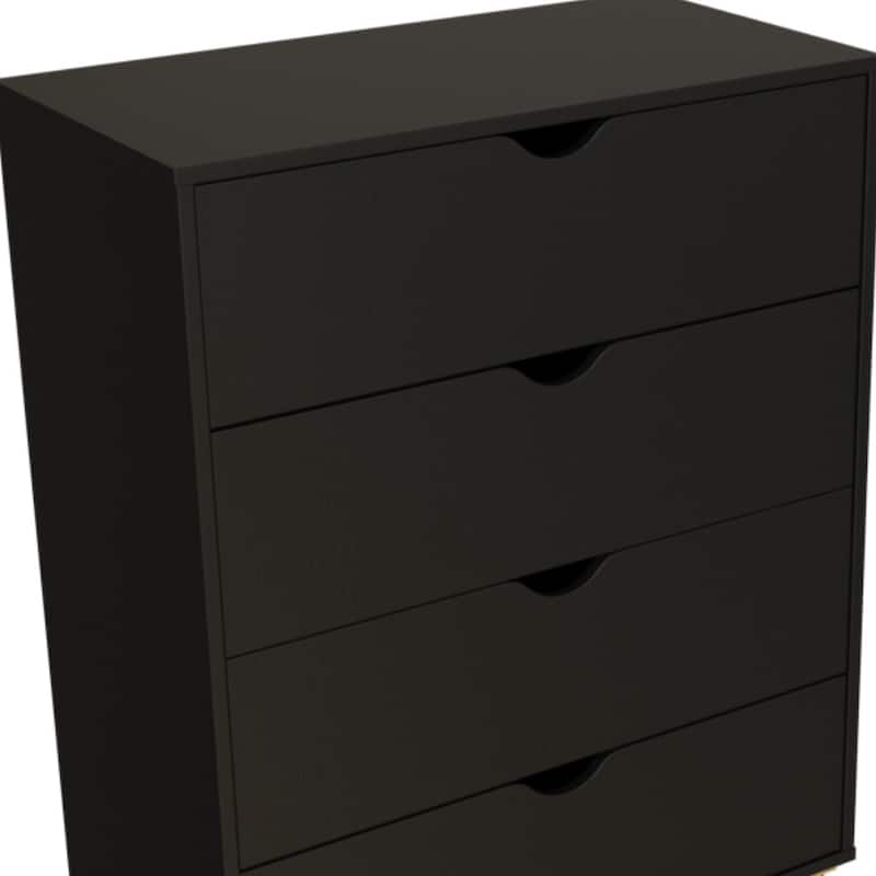 HomeRoots 30" Black Four Drawer Standard Chest