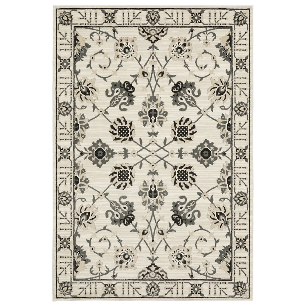 Style Haven Ripley Traditional Floral Grey/ Ivory Mixed Pile Area Rug