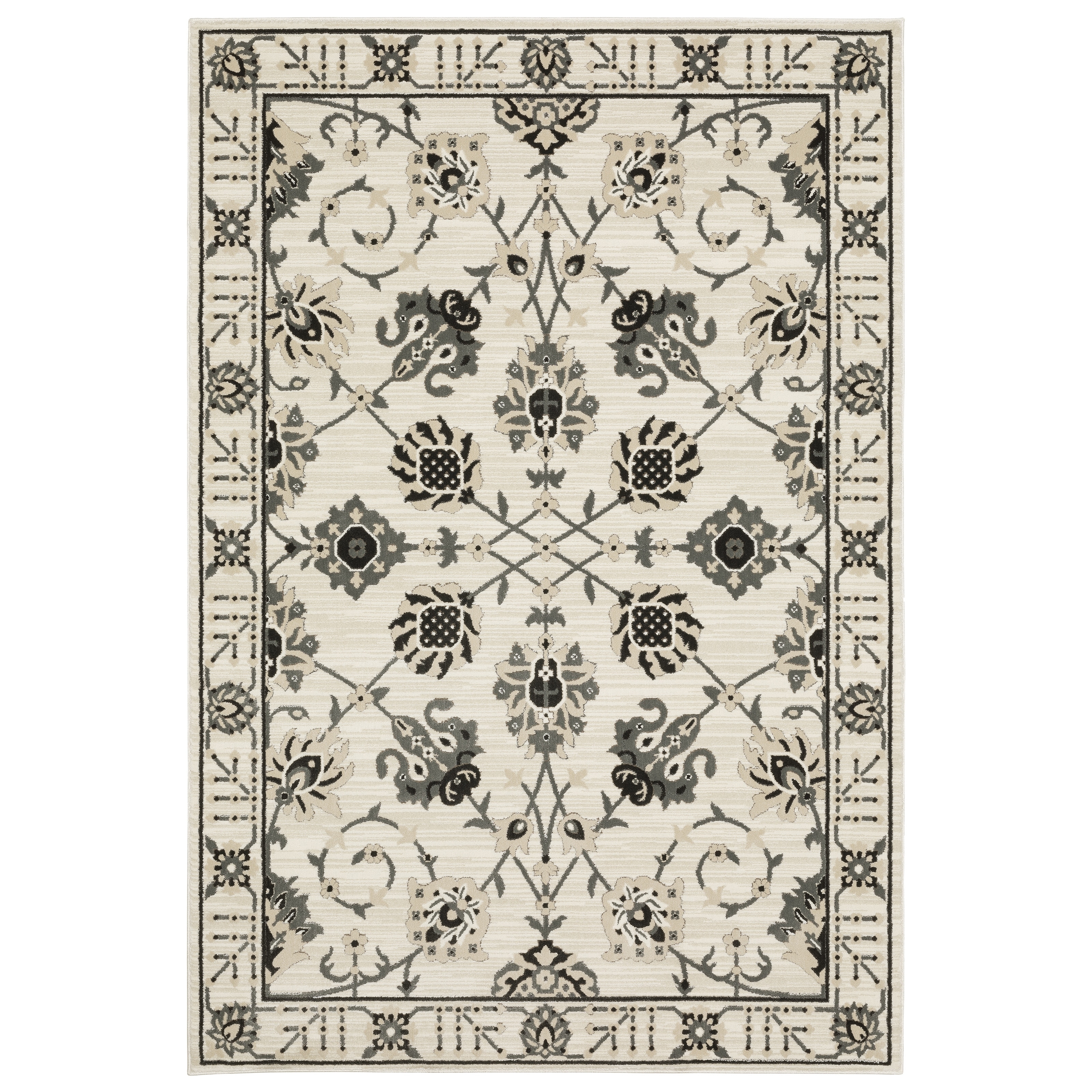 Style Haven Ripley Traditional Floral Grey/ Ivory Mixed Pile Area Rug