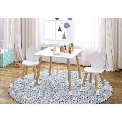UTEX Kids Table with 2 Chairs Set for toddlers, boys, girls, 3 Piece Kiddy Table and Chairs Set, White
