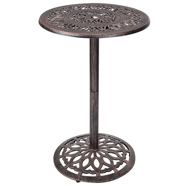 Shop Gymax Cast Aluminum Round Bar Table Bar Height Outdoor Patio