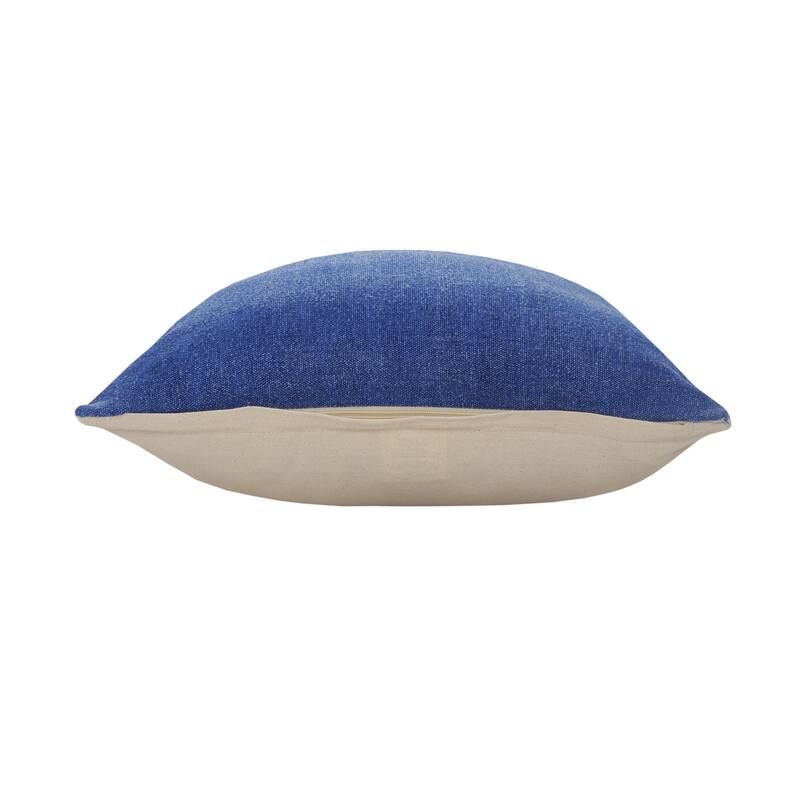 HomeRoots 20" X 20" Classic Blue 100% Cotton Zippered Pillow