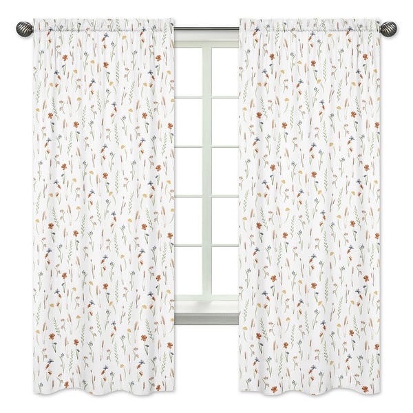 slide 2 of 5, Sweet Jojo Designs Boho Floral Garden Flower Girl 84in Window Treatment Curtain Panel Drapes Pair Watercolor Bohemian Farmhouse