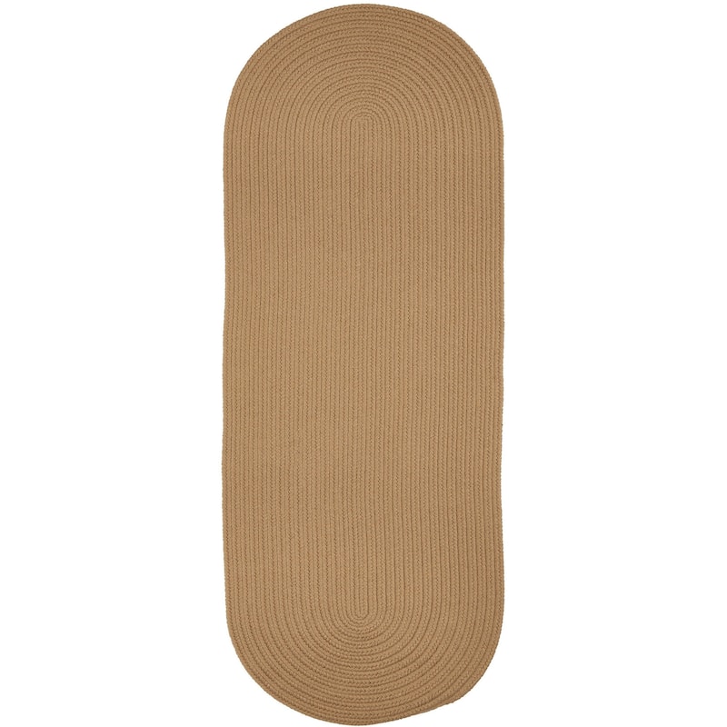 Rhody Rug Madeira Indoor/ Outdoor Braided Rounded Area Rug - Camel - 2' x 8' Runner