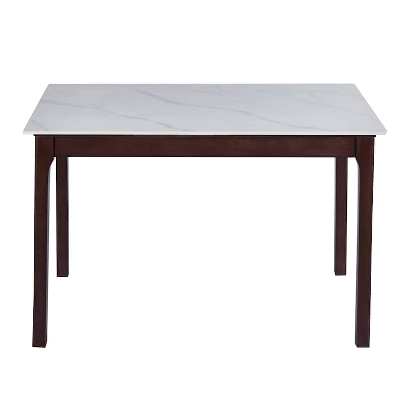 Mina Sintered Stone Rectangular Dining Table - Modern Scratch & Heat Resistant Kitchen Table with Solid Rubberwood Legs