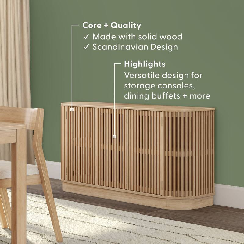 Plank and Beam Contour Curved 3-Door Sideboard/TV Stand