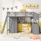 preview thumbnail 10 of 12, Pine Wood Loft Bed with Wardrobe, Desk, and Swappable Ladder - Twin Size