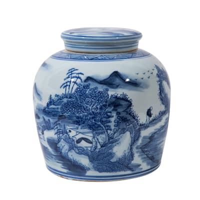 Blue And White Ming Jar Mountain Village