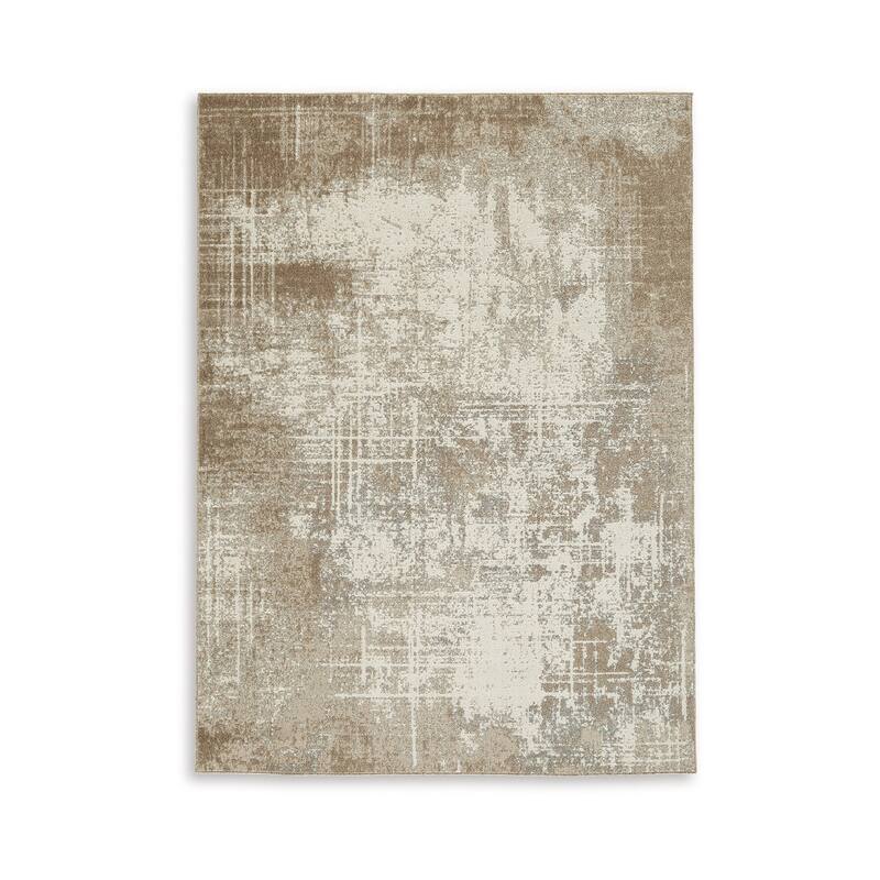 Lae 5 x 7 Medium Area Rug, Machine Woven Abstract Art Design, Brown Gray - 5 x 7