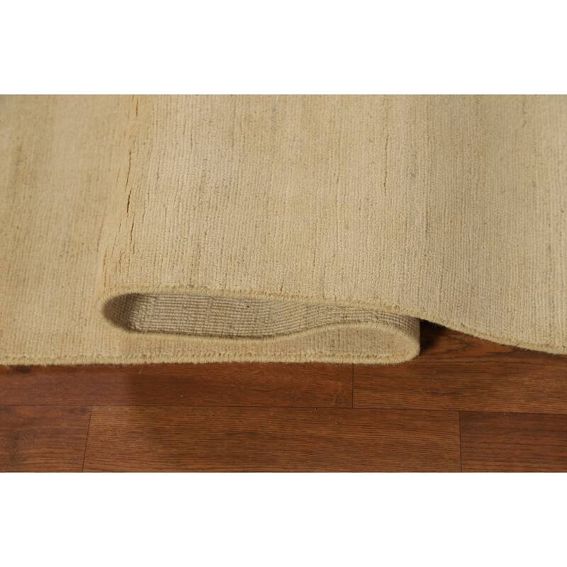 Modern Gabbeh Oriental Rug Handmade Beige Wool Carpet - 4'11"x 6'8"