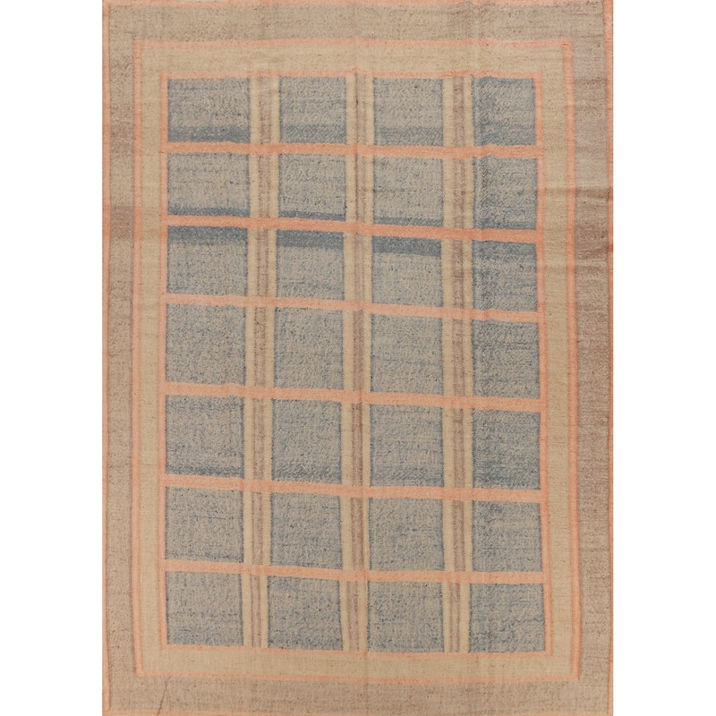 Hand Woven Oriental 100% Jute Carpet Southwestern Modern Navy Blue & Blues Kilim Area Rug - 11' 5'' X 9' 8''