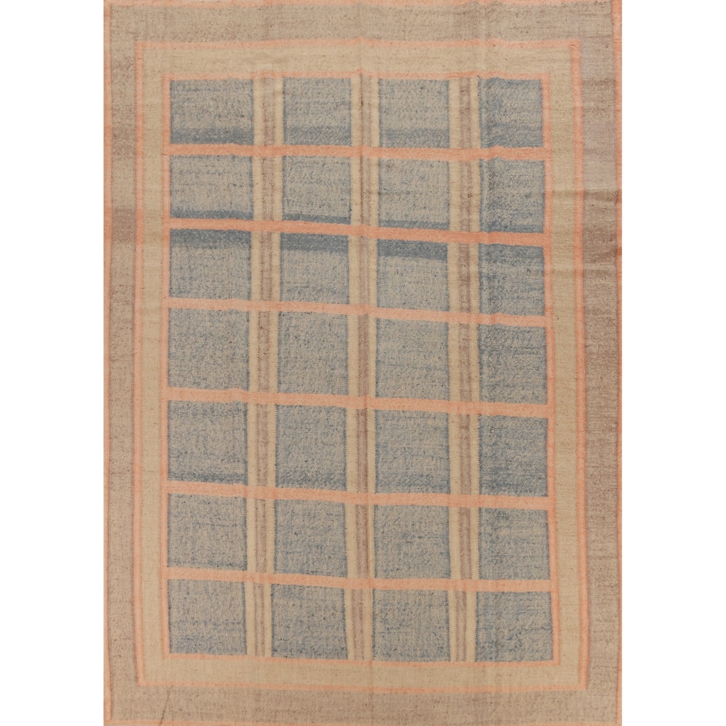 Hand Woven Oriental 100% Jute Carpet Southwestern Modern Navy Blue & Blues Kilim Area Rug - 11' 5'' X 9' 8''