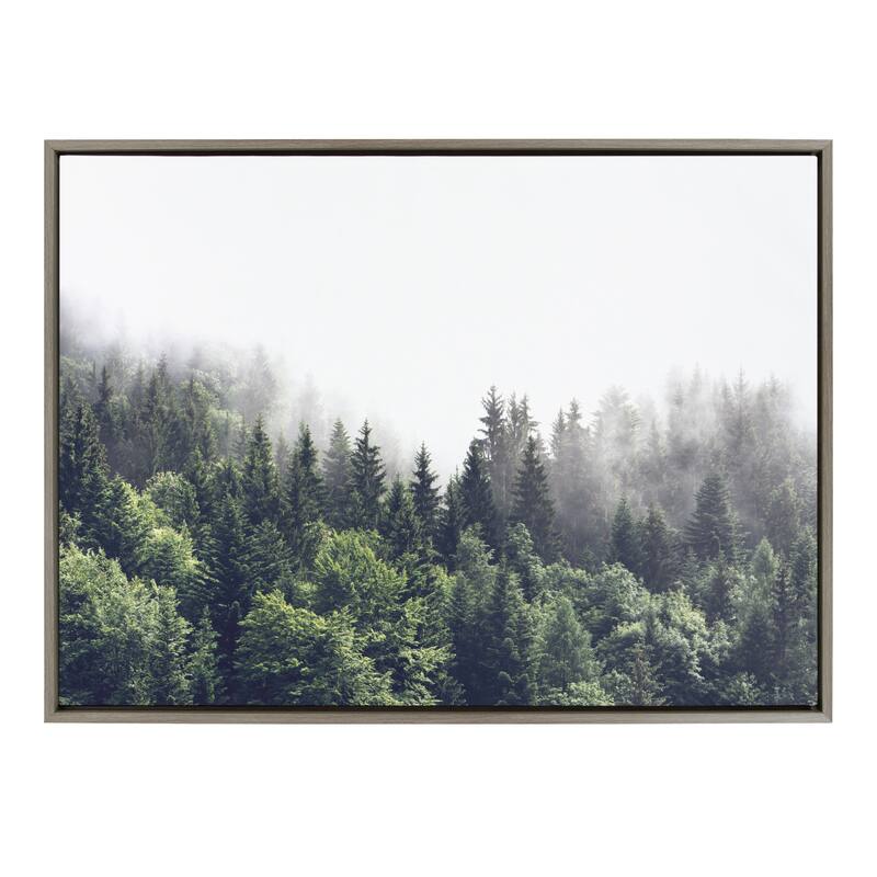 Kate and Laurel Sylvie Fog Framed Canvas by The Creative Bunch Studio - 28x38 - Plastic - Grey
