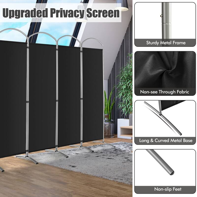 Costway 6 Panels Folding Privacy Screen 6 Ft Tall Fabric Privacy