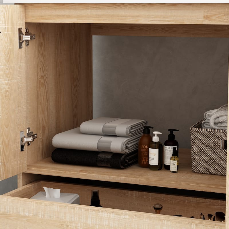 Contemporary Vanity Set Ceramic Basin and Chic Medicine Cabinet Combo