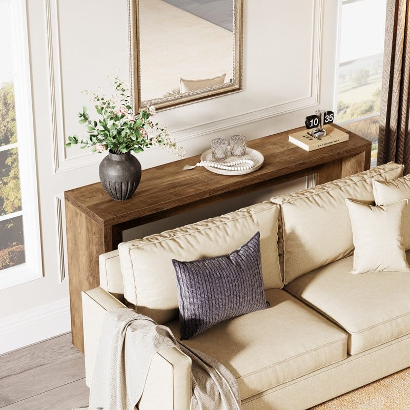 55.1-Inch Wood Long Console Table Sofa Table for Entryway Living Room
