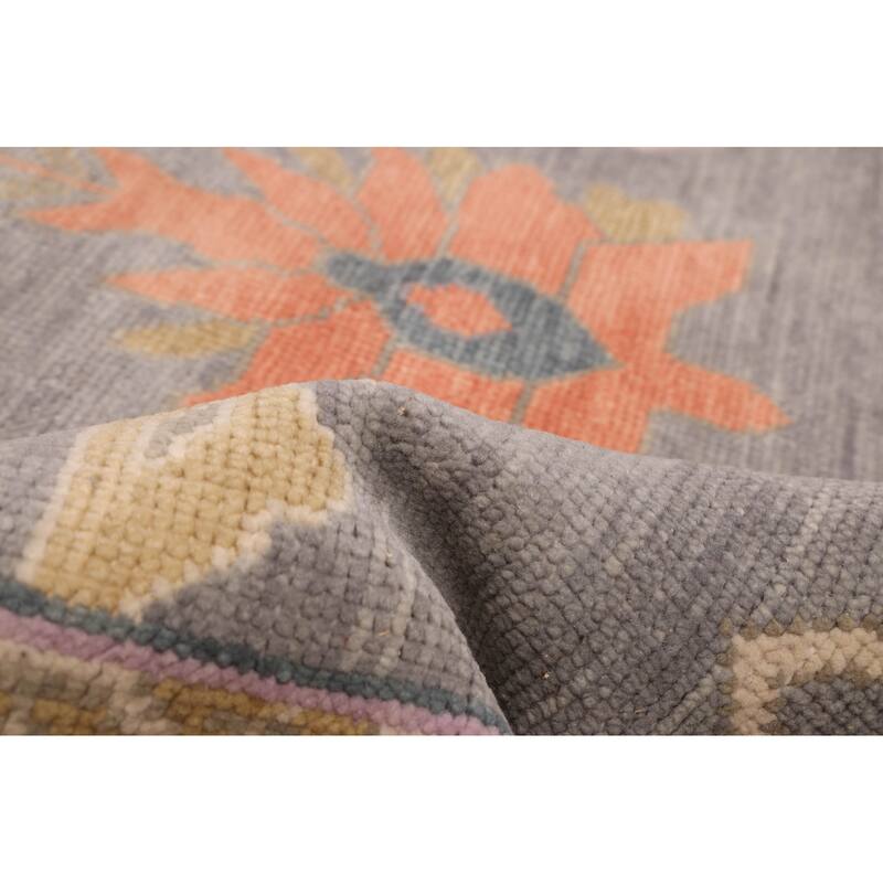 ECARPETGALLERY Hand-knotted Modern Oushak Dark Grey Wool Rug - 9'9 x 13'9