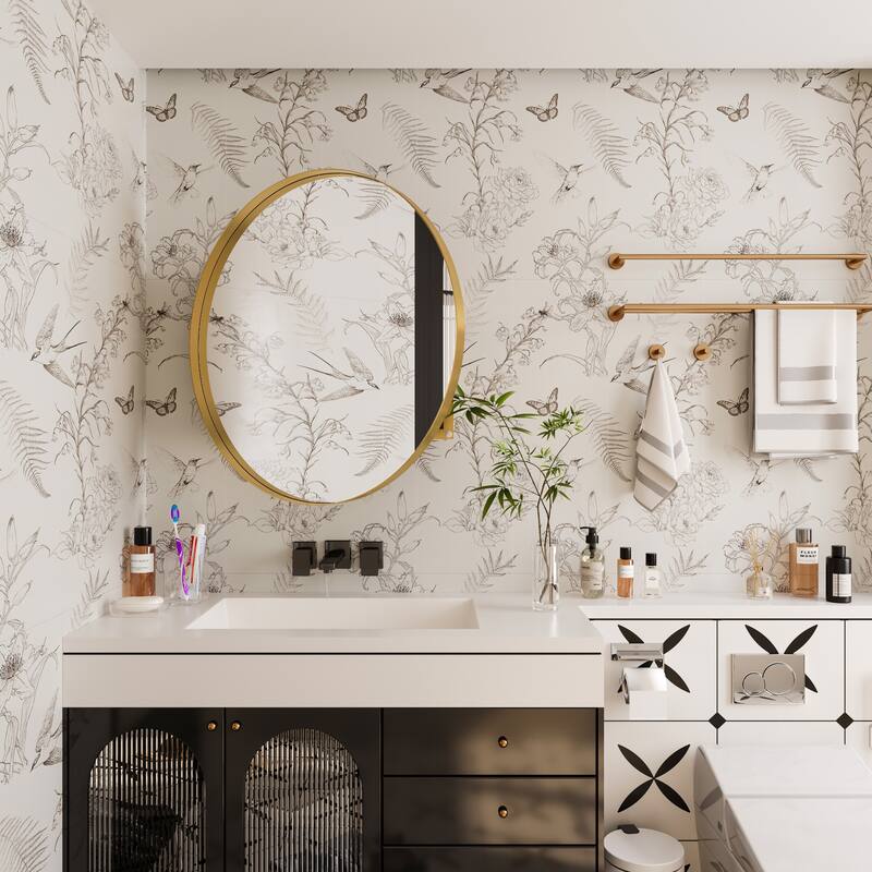 31.5 Inch Surface Mount Round Metal Framed Medicine Cabinet with Mirror and Adjustable Shelves Black Wall Mirror with Storage