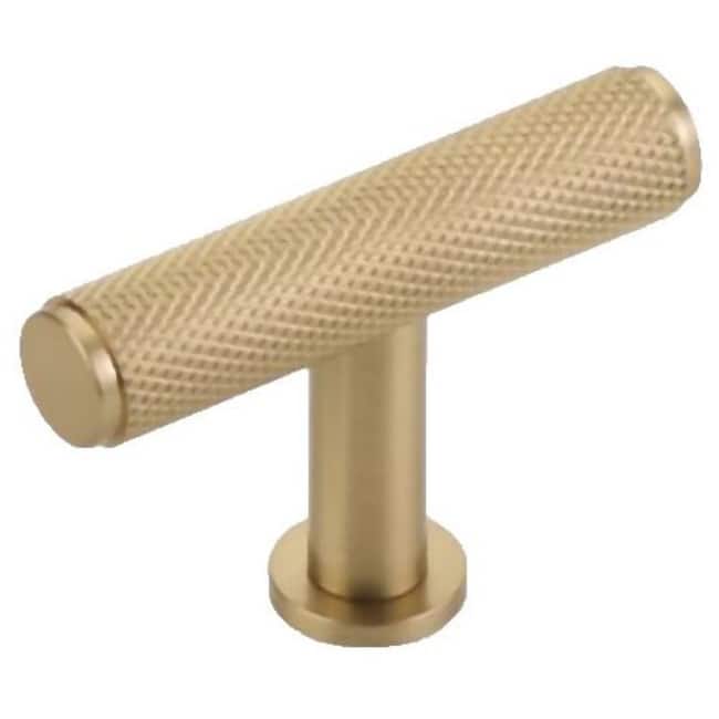 Schaub and Company Pub House 2" "T" Bar Diamond Knurled Solid Brass - Signature Satin Brass