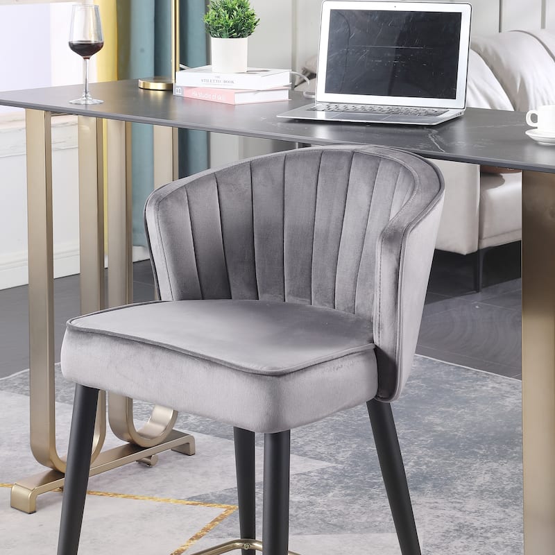 Contemporary Velvet Upholstered Counter Height Stool