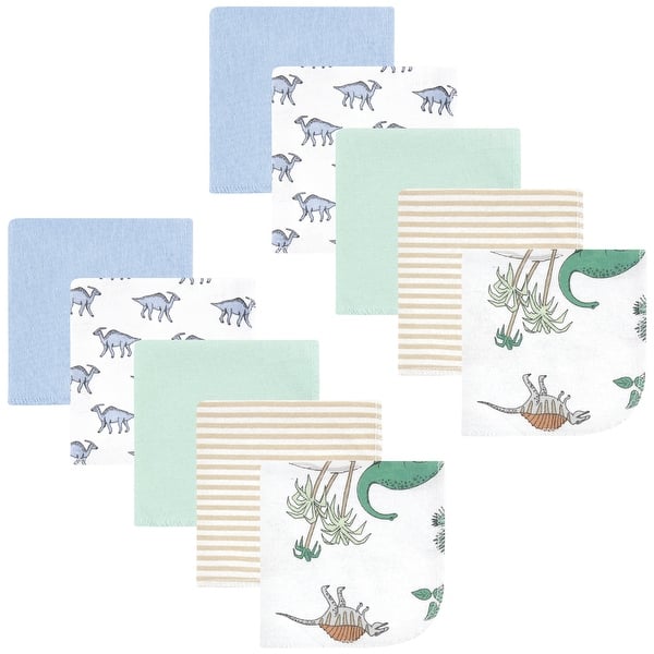 slide 1 of 1, Hudson Baby Infant Boy Flannel Washcloths, Boy Dino World 10Pk, One Size - Boy Dino World 10Pk - One Size One Size - Boy Dino World 10Pk