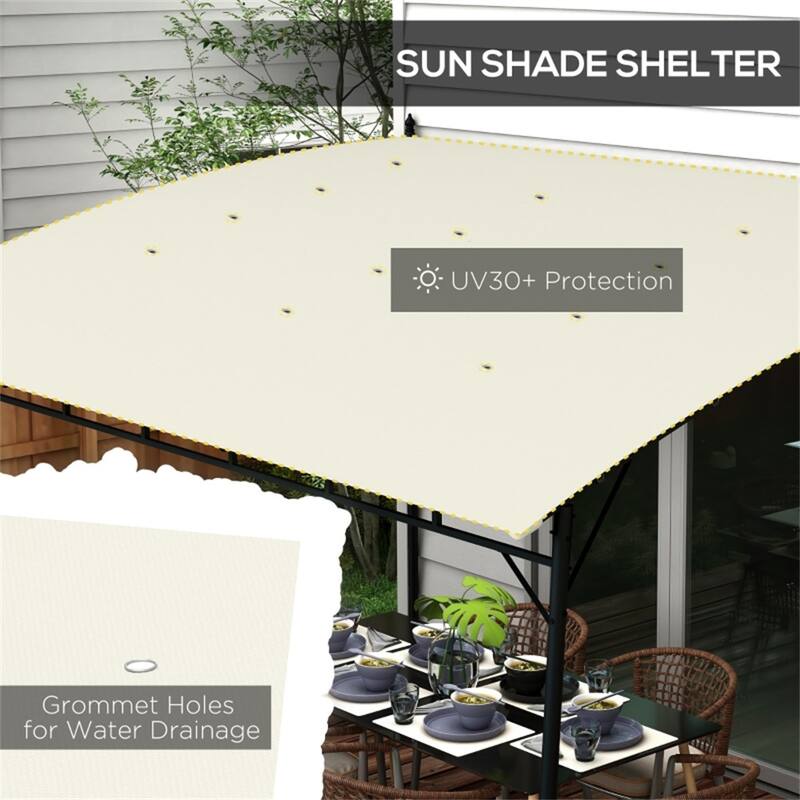 Premium Cream White Lean-To Pergola with Powder-Coated Steel Frame and UV-Resistant PA-Coated Polyester