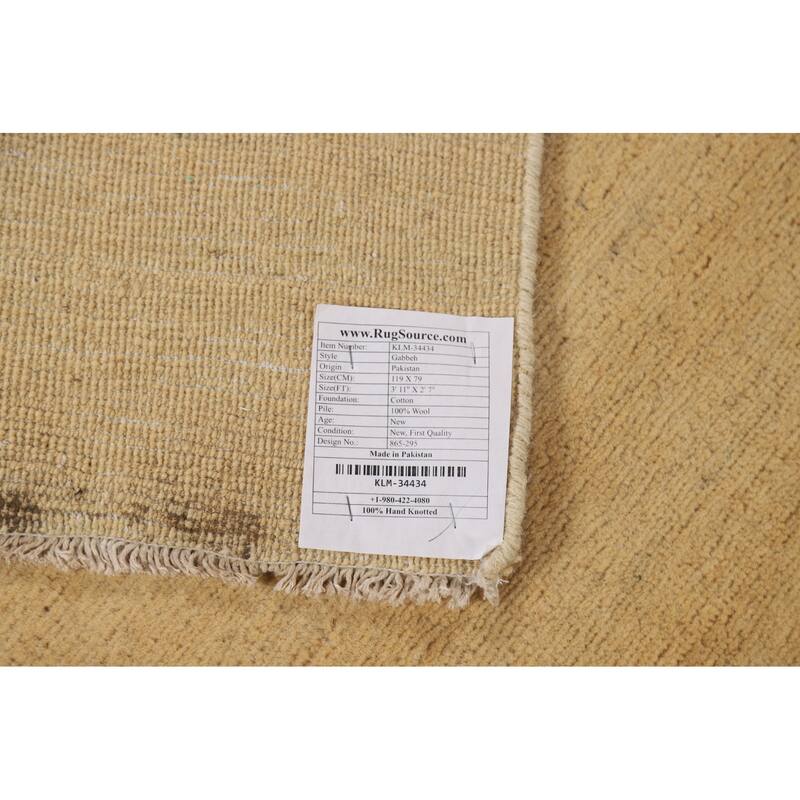 Modern Gabbeh Oriental Foyer Rug Handmade Contemporary Wool Carpet - 2'7"x 3'11"