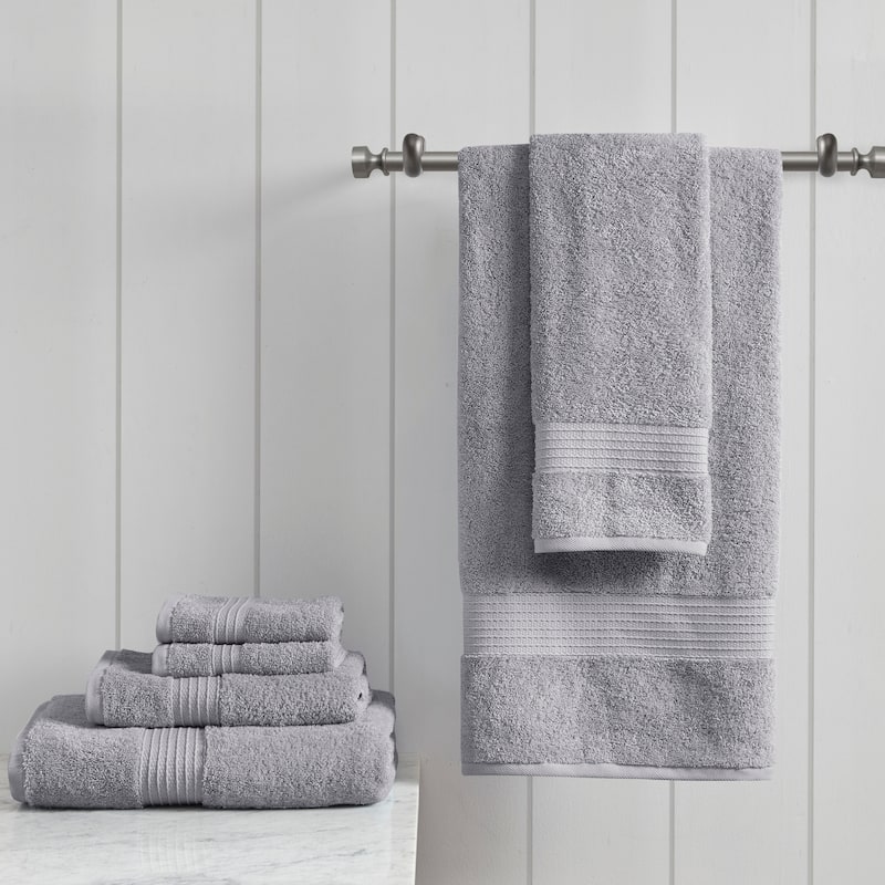 Madison Park Organic 6 Piece Cotton Towel Set - Grey