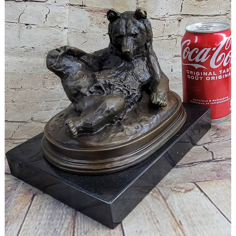 Grizzly Bear On His Back Bronze Sculpture Statue Home Office Decoration