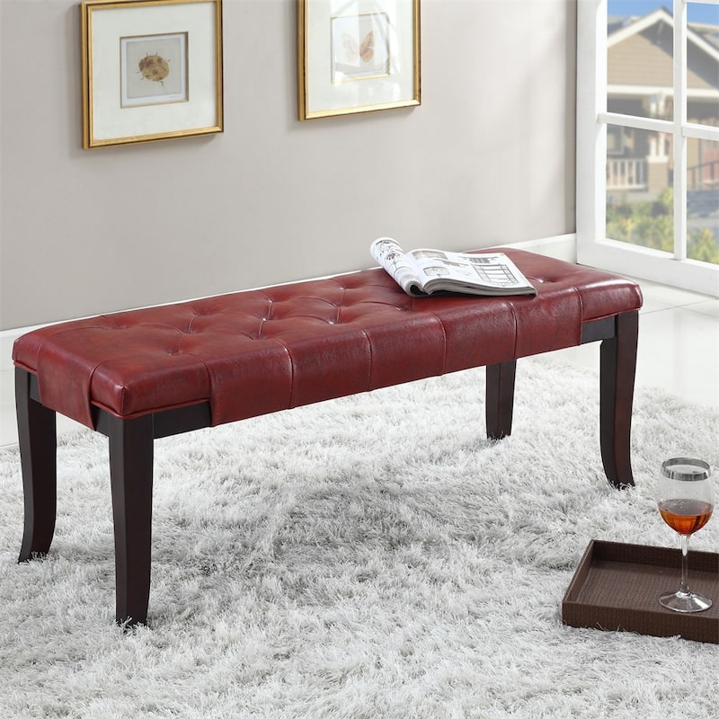 Fabric Tufted Turned Leg Dining Bench