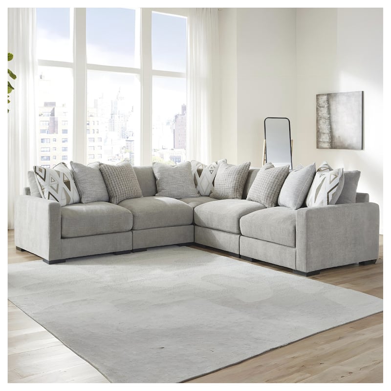 Signature Design by Ashley Aslan Court Gray 5-Piece Sectional - 113" W x 113" D x 36" H - Gray - Symmetrical