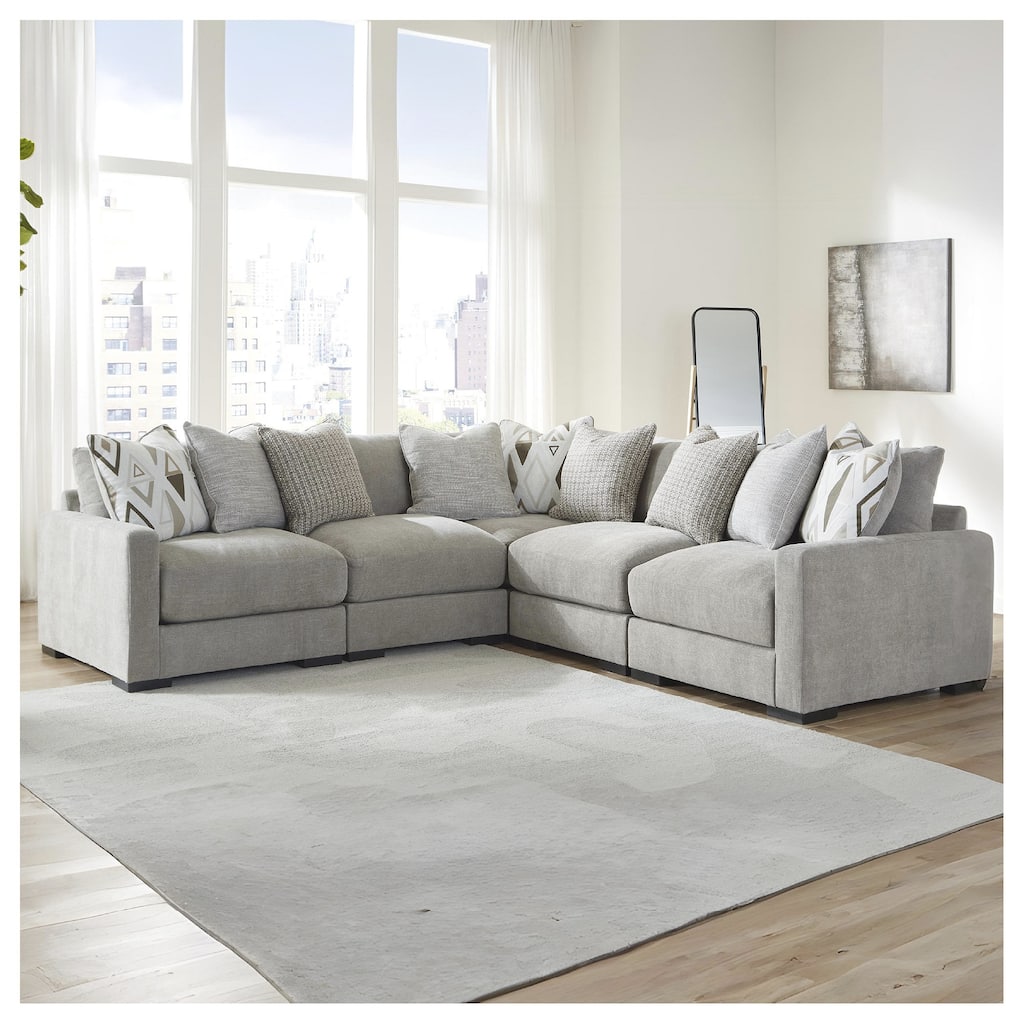 Signature Design by Ashley Aslan Court Gray 5-Piece Sectional - 113" W x 113" D x 36" H