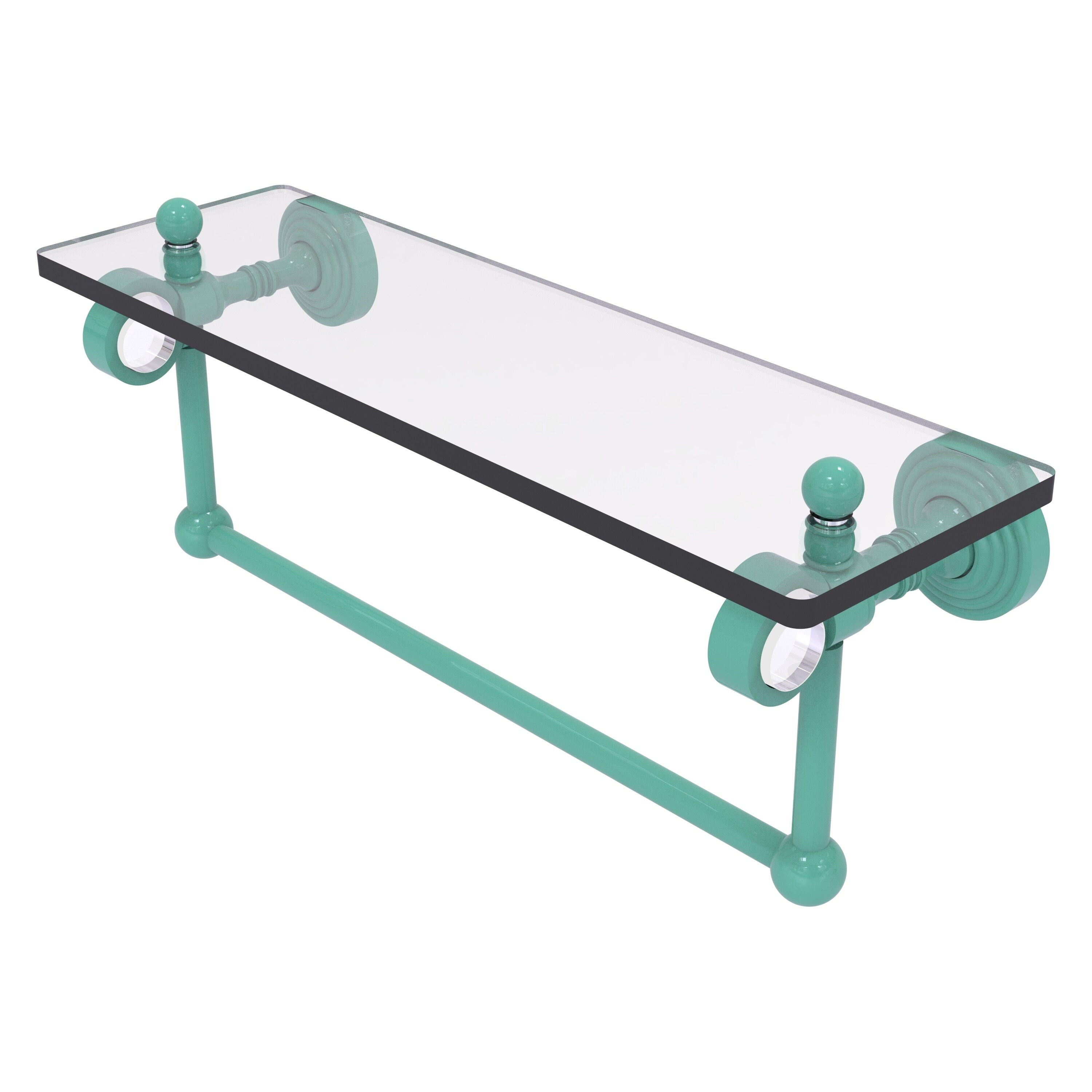 Allied Brass Pacific Grove Collection 16 Inch Glass Shelf with Towel Bar