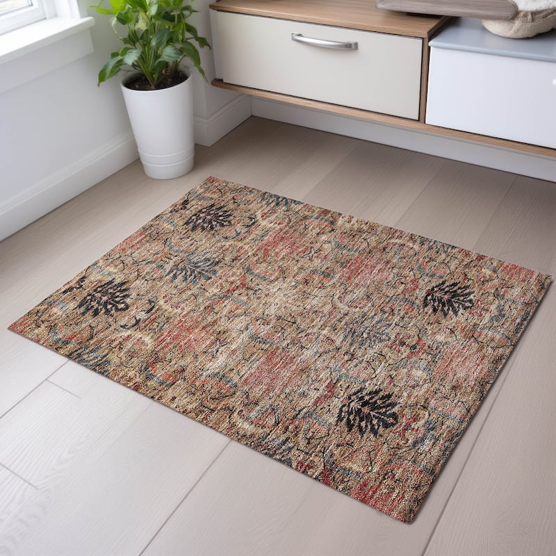 Premium Washable Super Soft Traditional Mayfield Rug - Khaki - 1'8" x 2'6"