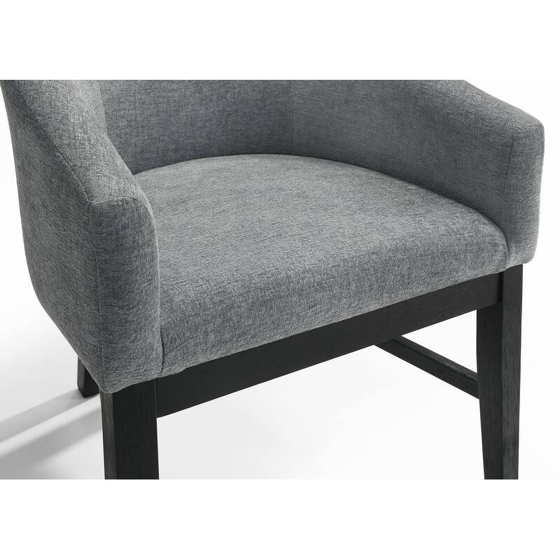 Haven Set of 2 Gray Fabric Barrel Dining Chair with Black Finish Legs