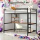 preview thumbnail 1 of 22, Full Metal Loft Bed with Desk and Shelve, Black, Modern Kids Loft Bed Black