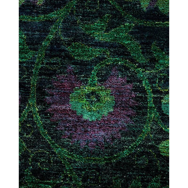 Overton Hand Knotted Wool Vintage Inspired Modern Contemporary Overdyed Black Area Rug - 8' 3" x 10' 4"