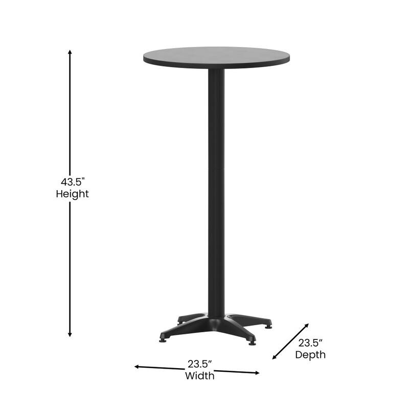 Indoor/Outdoor 23.5" Aluminum Round Bar Height Table with Cross Base