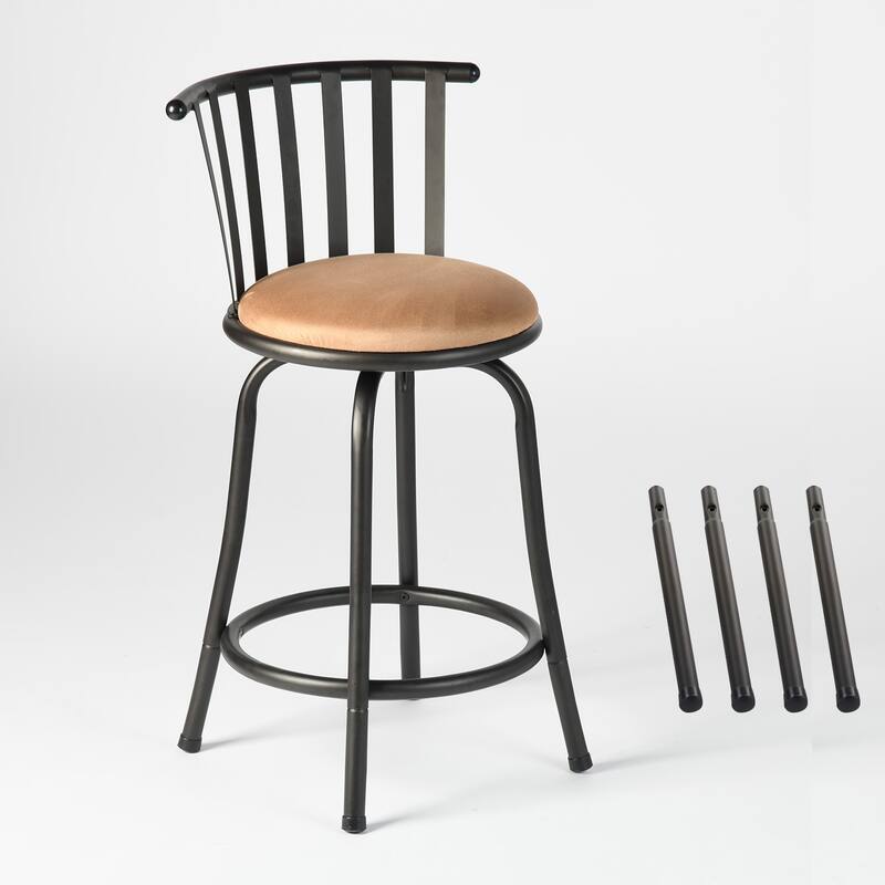 Homy Casa Brown Swivel Counter Height/Bar Height Stools with Cushioned Seat -For Kitchen Islands and Home Bars - N/A - Single - Adjustable