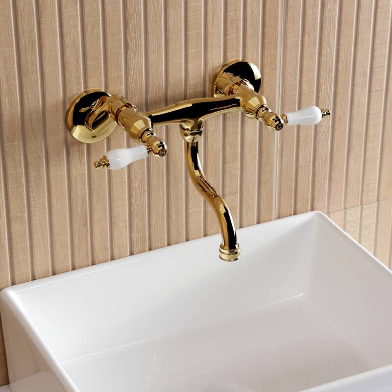 Kingston Brass Kingston Two-Handle 2-Hole Wall Mount Bathroom Faucet