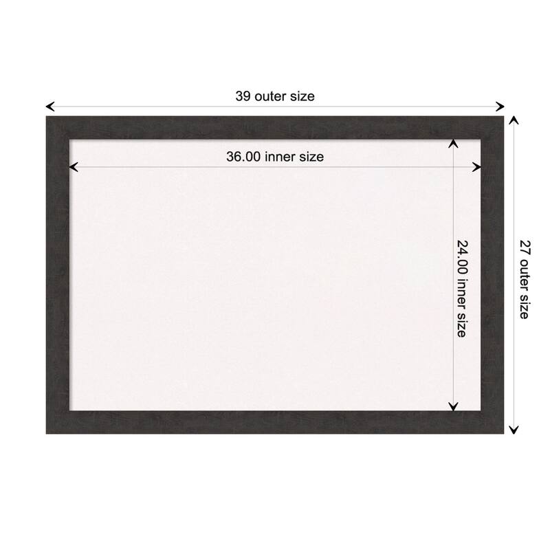 Rustic Plank Narrow Framed White Corkboard Bulletin Board - Rustic Plank Espresso Narrow - Board Size 36x24
