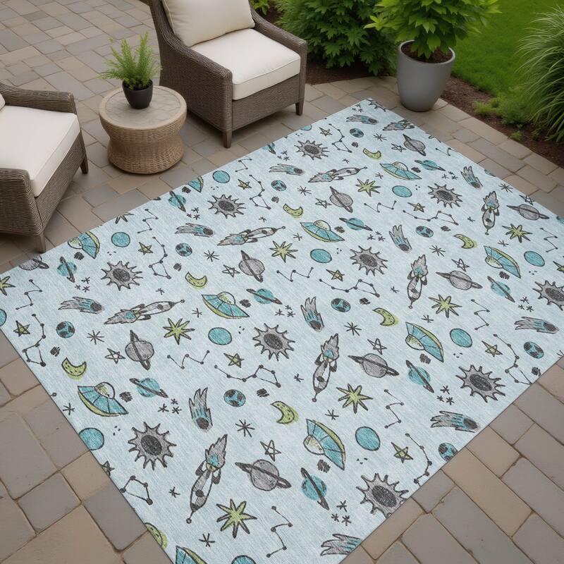 Machine Washable Indoor/ Outdoor Spaceship Chantille Rug