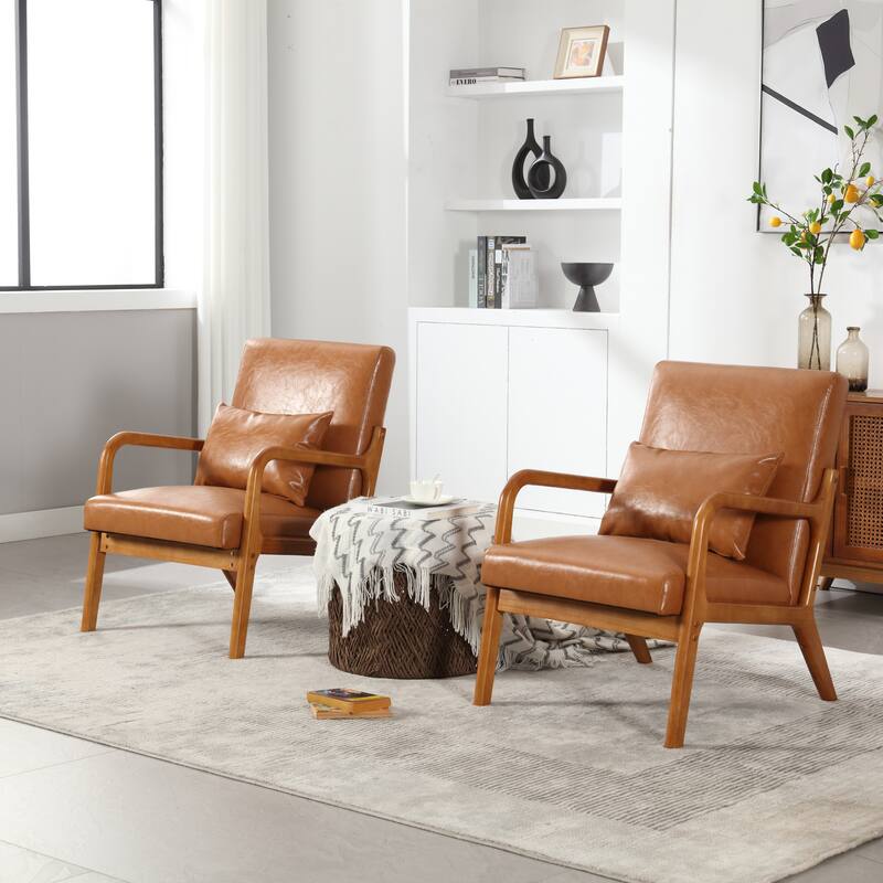 Light Brown Modern 23.2" Accent Chair with Pillow