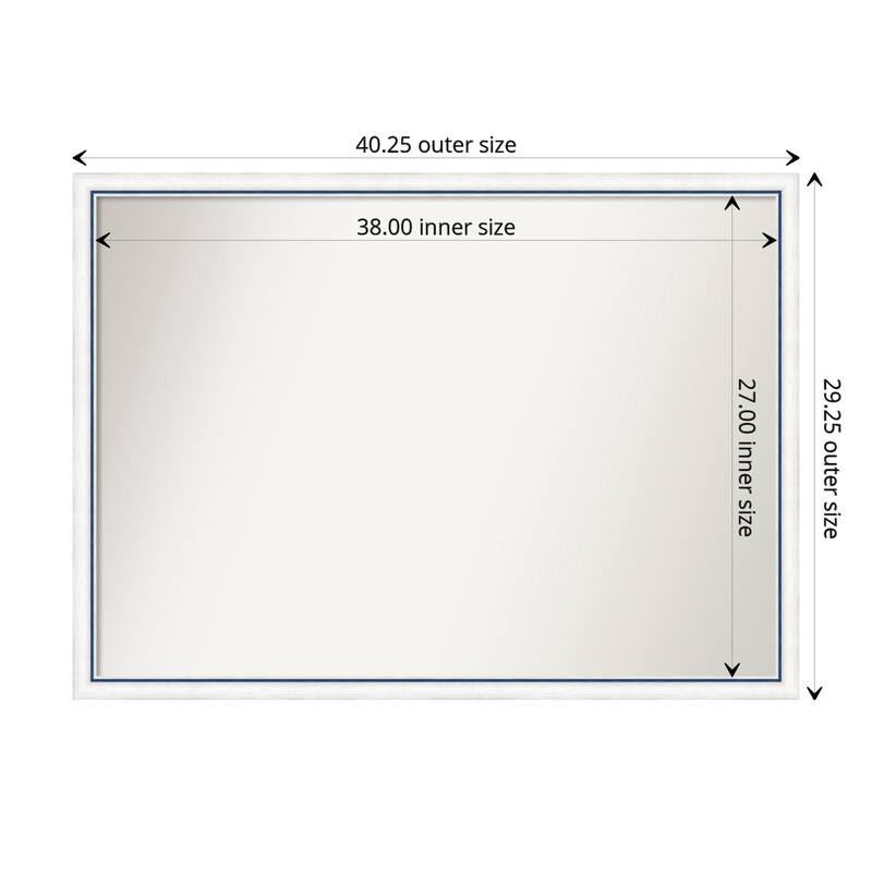 Morgan Non-Beveled Wood Framed Bathroom Vanity Wall Mirror - Morgan White Blue - Glass Size 38x27